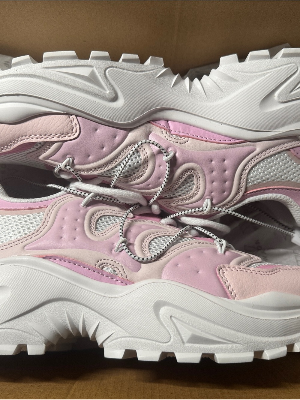 Women's Pink Chunky Platform Lace-Up Sneakers